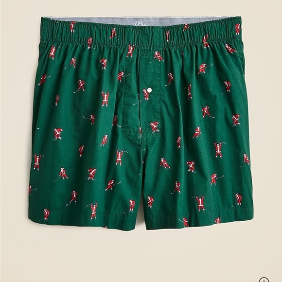 J crew printed boxers Hockey Santa Green Red - Picture 1 of 2